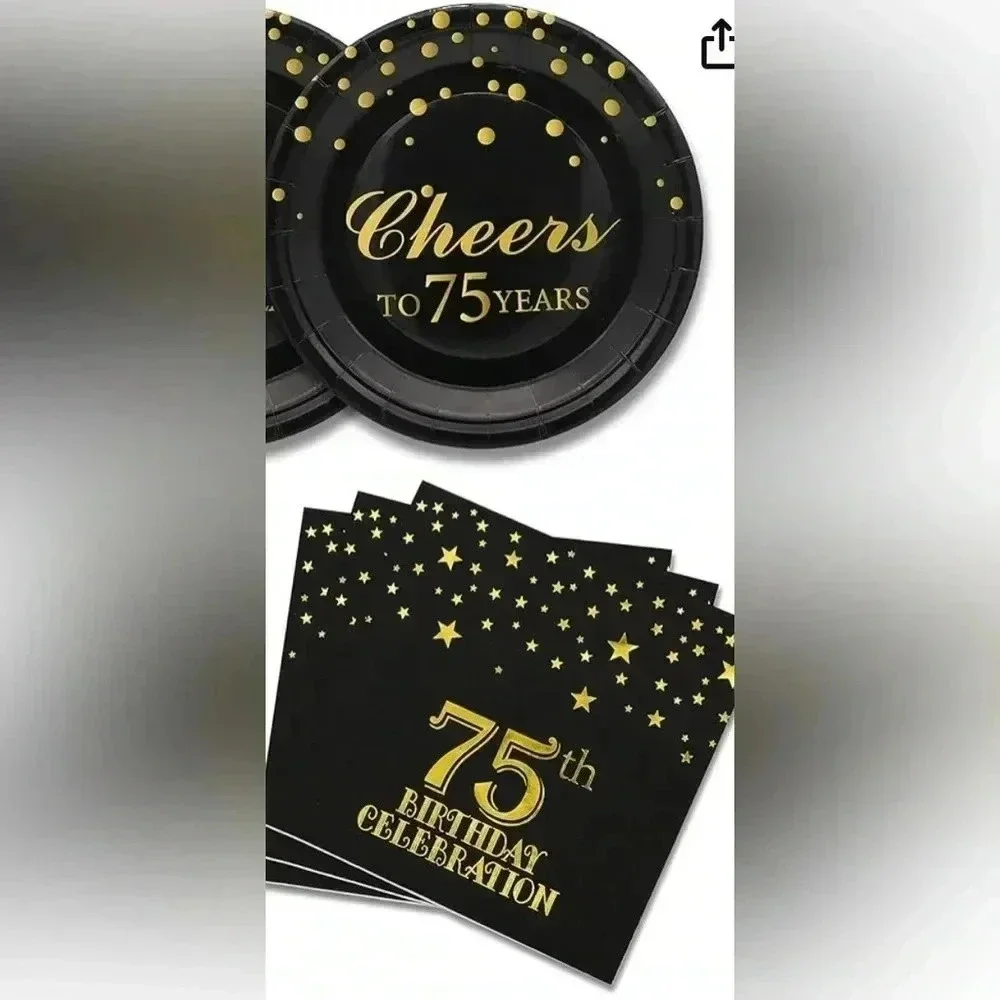 BUNDLE: 75th Birthday party decor package. 10 individual pieces.